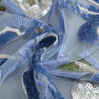 Strapless Sleeveless Colorful Floral Embroidery Mesh Gown D2608