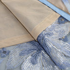 Strapless Sleeveless Colorful Floral Embroidery Mesh Gown D2608