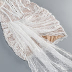 Strapless Sleeveless White Lace Corset Sheer Drape Mini Dress D26017