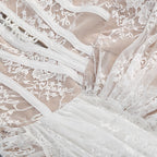 Strapless Sleeveless White Lace Corset Sheer Drape Mini Dress D26017