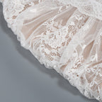 Strapless Sleeveless White Lace Corset Sheer Drape Mini Dress D26017