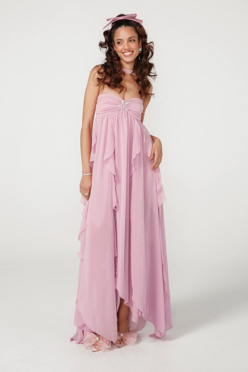 Strapless Starfish Embellished Maxi Dress H6830