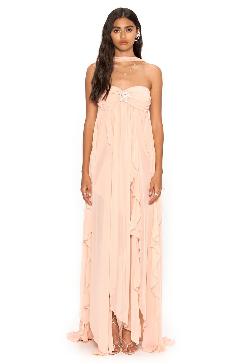 Strapless Starfish Embellished Maxi Dress H6830