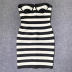 Strapless Striped Bandage Mini Dress H6285