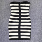 Strapless Striped Bandage Mini Dress H6285