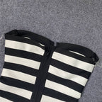 Strapless Striped Bandage Mini Dress H6285