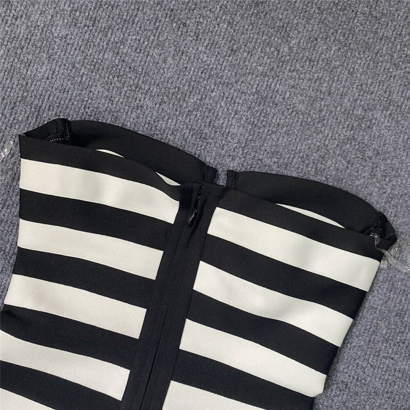 Strapless Striped Bandage Mini Dress H6285