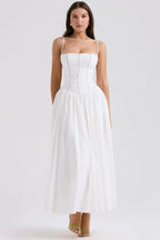 Strapless Structured White Midi Dress H6294