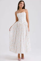 Strapless Structured White Midi Dress H6294