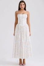 Strapless Structured White Midi Dress H6294