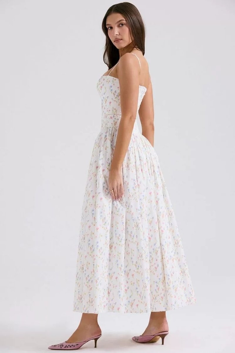 Strapless Structured White Midi Dress H6294
