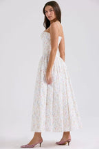 Strapless Structured White Midi Dress H6294