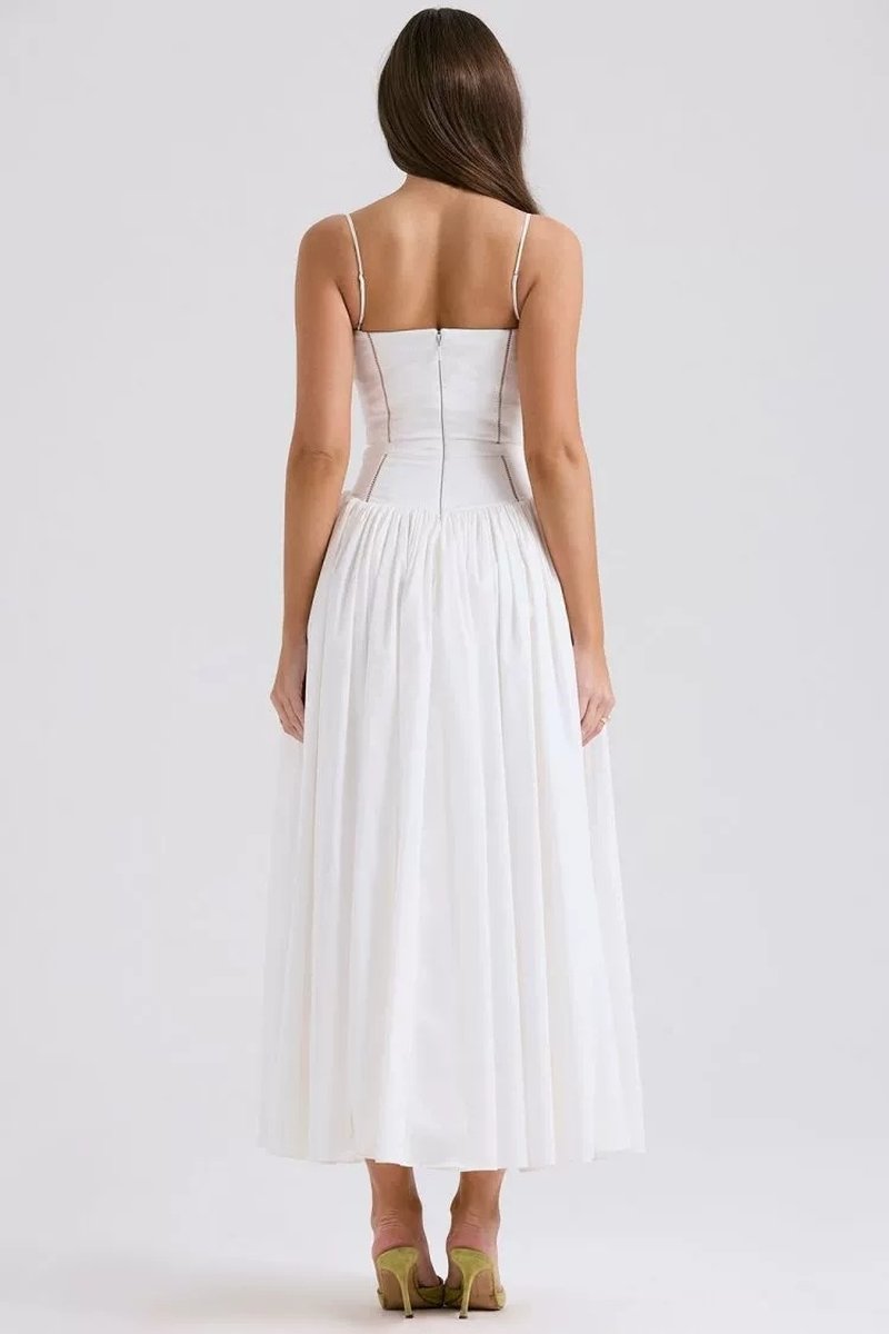 Strapless Structured White Midi Dress H6294