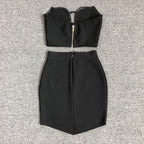 Strapless Stud Detail Crop Top & Skirt Set H6402