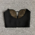 Strapless Stud Detail Crop Top & Skirt Set H6402