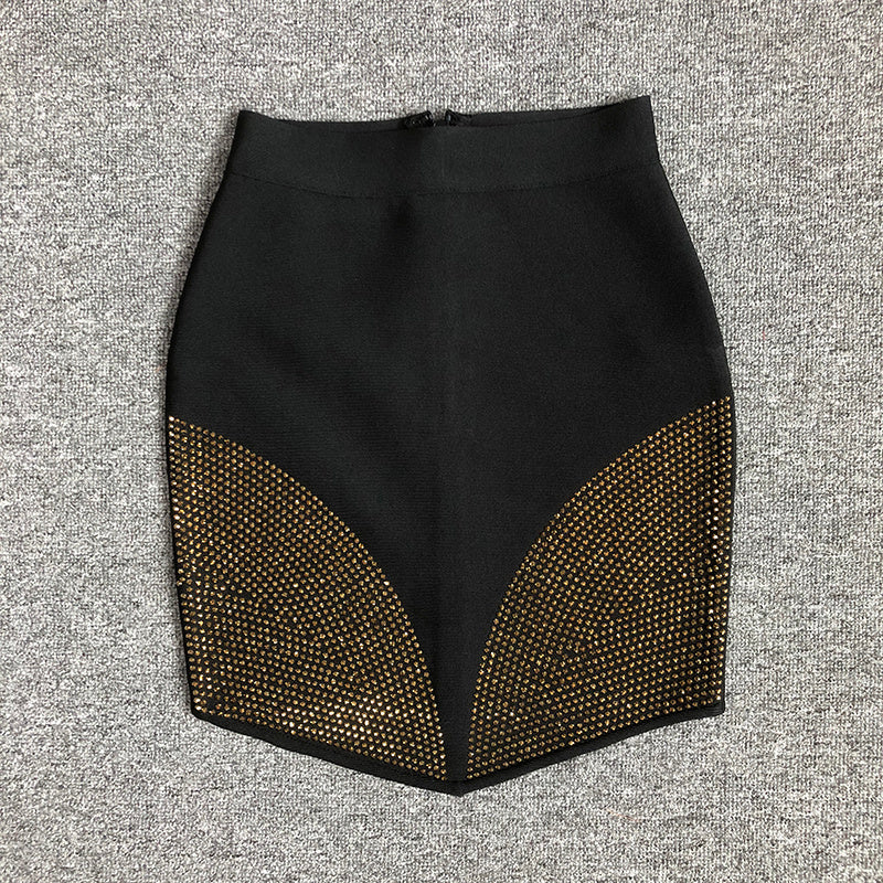 Strapless Stud Detail Crop Top & Skirt Set H6402