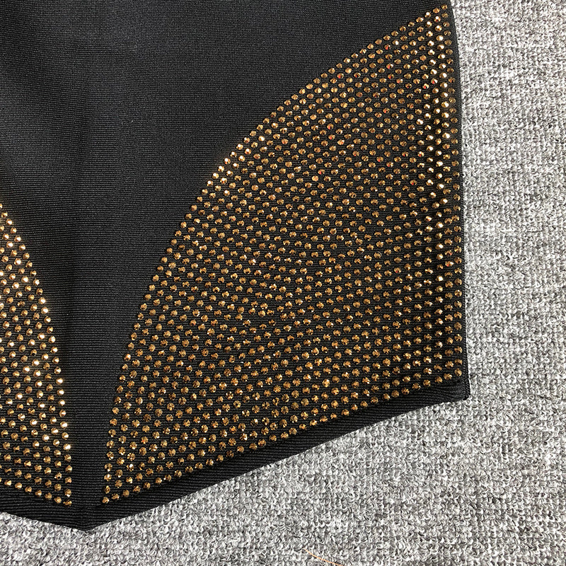 Strapless Stud Detail Crop Top & Skirt Set H6402