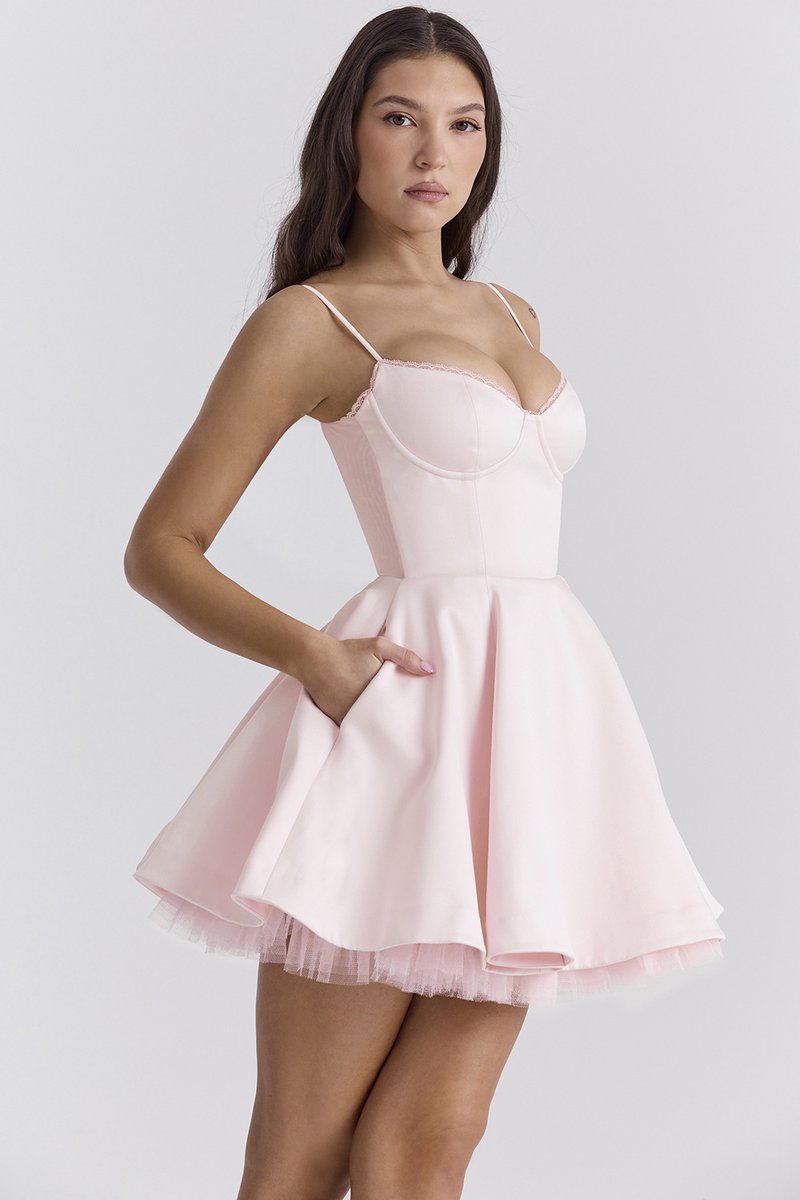 Strapless Tulle Hem Mini Dress H6288