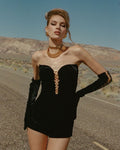 Strapless Velvet Chain Detail Romper H6010