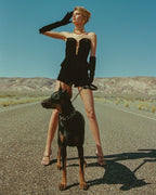 Strapless Velvet Chain Detail Romper H6010