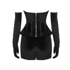 Strapless Velvet Chain Detail Romper H6010
