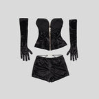 Strapless Velvet Chain Detail Romper H6010