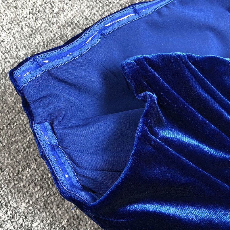 Strapless Velvet Gown with Feather Sleeves H6473