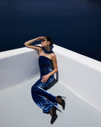 Strapless Velvet Halter Maxi Dress H6640