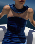Strapless Velvet Halter Maxi Dress H6640