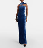 Strapless Velvet Halter Maxi Dress H6640