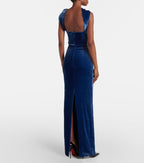 Strapless Velvet Halter Maxi Dress H6640