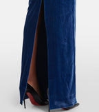Strapless Velvet Halter Maxi Dress H6640
