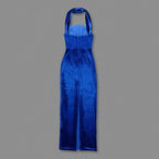 Strapless Velvet Halter Maxi Dress H6640