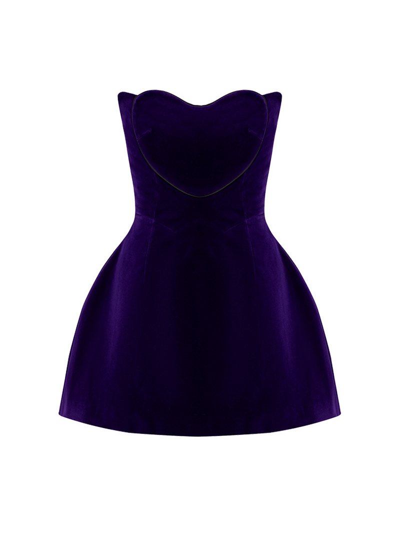 Strapless Velvet Mini Dress with Feather Sleeves H6323