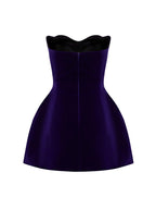 Strapless Velvet Mini Dress with Feather Sleeves H6323