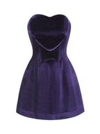 Strapless Velvet Mini Dress with Feather Sleeves H6323