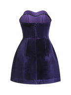 Strapless Velvet Mini Dress with Feather Sleeves H6323