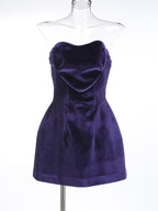 Strapless Velvet Mini Dress with Feather Sleeves H6323