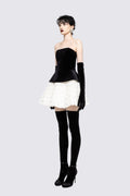 Strapless Velvet Peplum Mini Dress H6856
