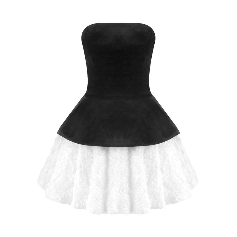 Strapless Velvet Peplum Mini Dress H6856