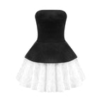 Strapless Velvet Peplum Mini Dress H6856