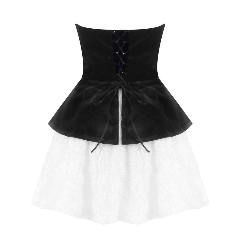 Strapless Velvet Peplum Mini Dress H6856