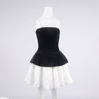 Strapless Velvet Peplum Mini Dress H6856