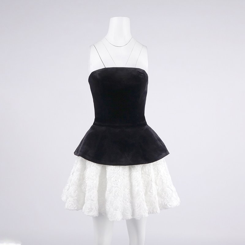 Strapless Velvet Peplum Mini Dress H6856
