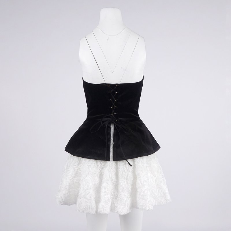 Strapless Velvet Peplum Mini Dress H6856