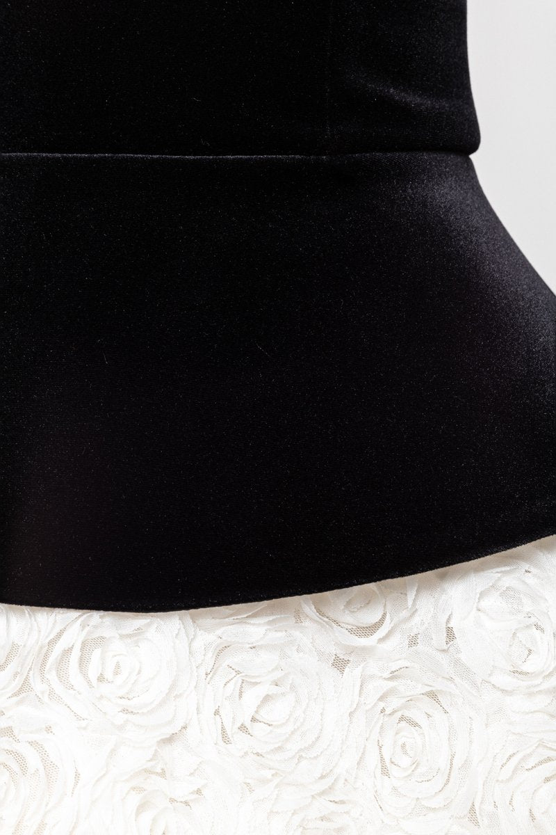 Strapless Velvet Peplum Mini Dress H6856