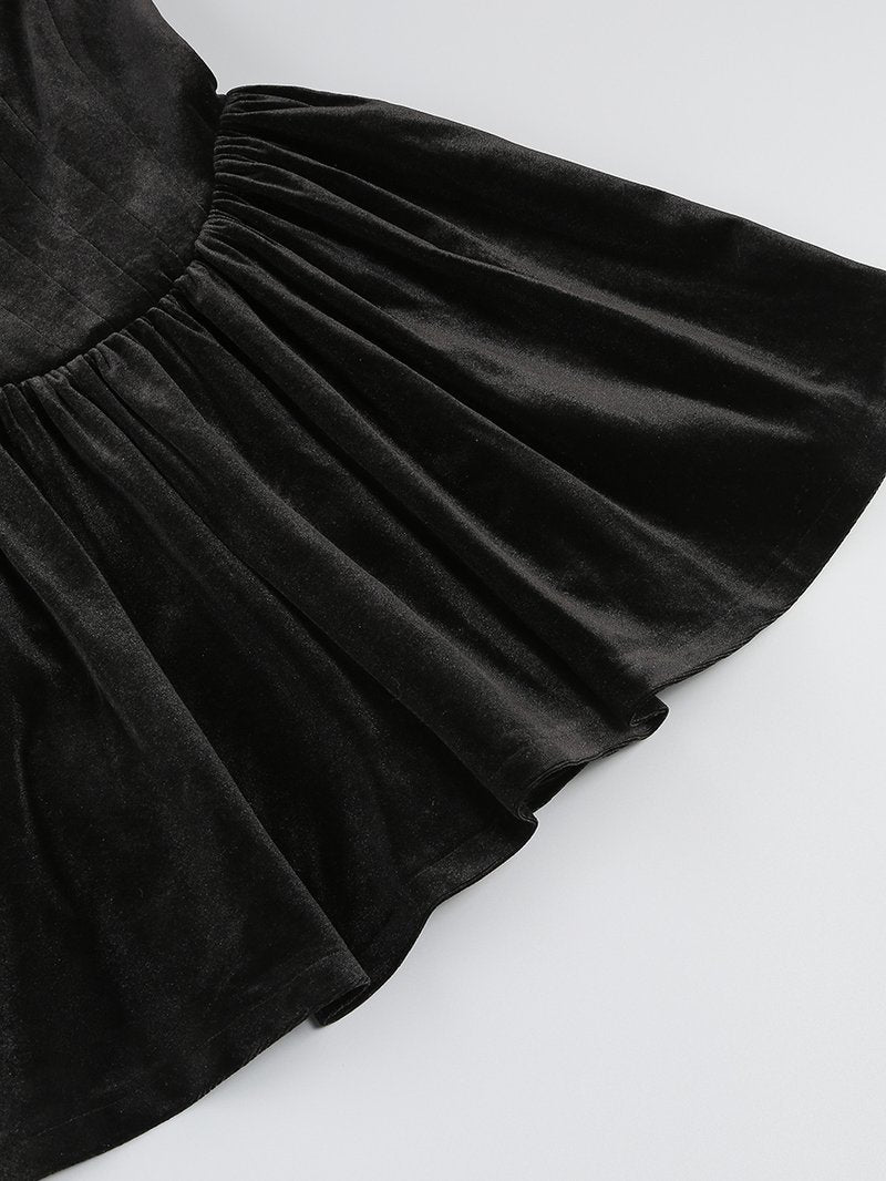 Strapless Velvet Rose Embellished Dress H6201
