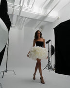 Strapless Velvet Ruffle Mini Dress H6641