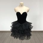 Strapless Velvet Ruffle Mini Dress H6676