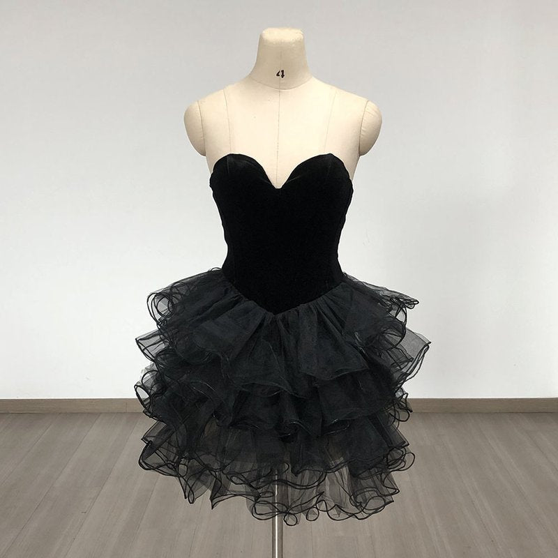 Strapless Velvet Ruffle Mini Dress H6676